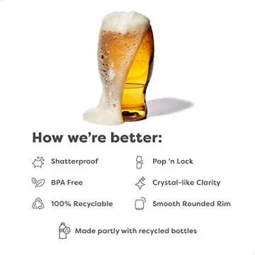 TOSSWARE POP 18oz Pint Set of 48, Premium Quality, Recyclable, Unbreakable & Crystal Clear Plastic Beer Glasses, 48 Count (Pack of 1)