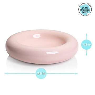 CatGuru Ceramic Cat Bowls - No Spill, Whisker Stress Free, Non Skid for Food and Water (Torus, Pink)