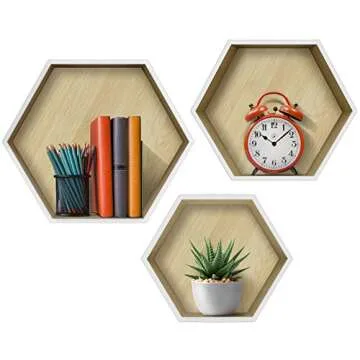 Stylish Sorbus® Floating Hexagon Shelves (Set of 3)