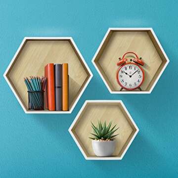Stylish Sorbus® Floating Hexagon Shelves (Set of 3)