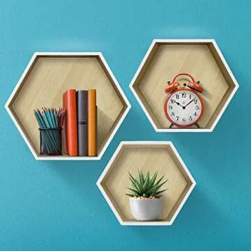 Stylish Sorbus® Floating Hexagon Shelves (Set of 3)
