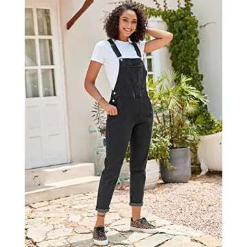 GRAPENT Womens Overall Jumpsuit Womens Overall Women Bib Overalls Baggy Overalls for Women Cotton Overalls Vintage Overalls Color Iconic Black Size Large Size 12 Size 14