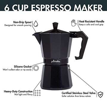 Primula Classic Stovetop Espresso and Coffee Maker, Moka Pot for Italian and Cuban Café Brewing, Gr...