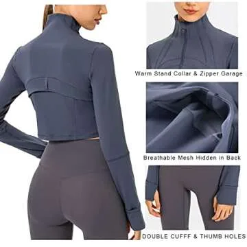 KTILG Women's Slim Fit Zip Up Running Jacket