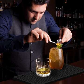 2 Pack Bar Mat, Drying Mat Household Bar Tools,Black Cocktail Bar Mat 5.9''X12''，Suitable for Bar,...