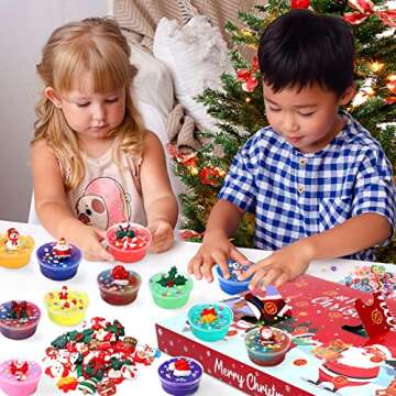 ThinkMax Advent Calendar 2023 with 24 Days Christmas Slime Kit Christmas Countdown Calendars Surprise Gifts Girls Boys Xmas Stocking Stuffers, Christmas Slime Supplies for Party Favors