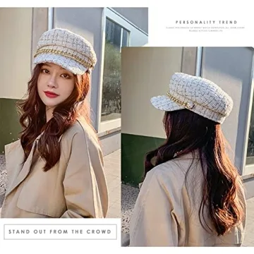 Stylish Tweed Newsboy Cap for Women - Adjustable & Chic