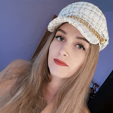 Stylish Tweed Newsboy Cap for Women - Adjustable & Chic