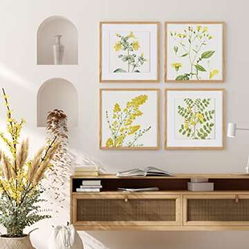 16x16 Oak Wood Picture Frame, 16"x16" Picture Frame Matted to 12"x12", Square Frame 16 x 16 with Real Glass, 16x16 Wood Frame for Wall - Beige Oak Color, 1 Pack