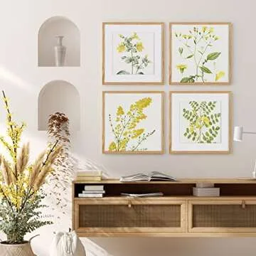 16x16 Oak Wood Picture Frame, 16"x16" Picture Frame Matted to 12"x12", Square Frame 16 x 16 with Real Glass, 16x16 Wood Frame for Wall - Beige Oak Color, 1 Pack