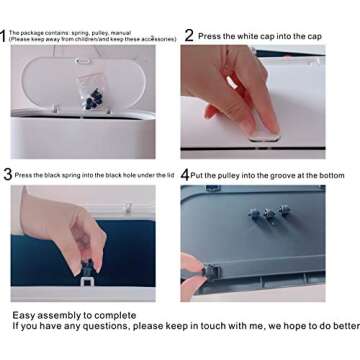 KLGO 10 Liter Slim Plastic Trash Can with Convenient Lid - Double Barrel Waste Basket for Bathroom, ...