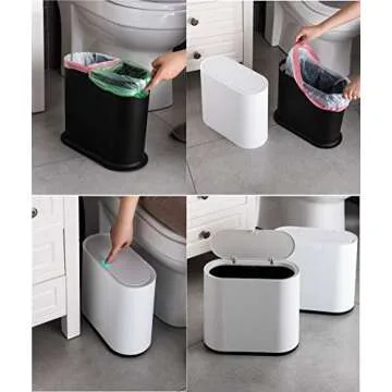KLGO Slim Plastic Trash Can with Lid - 10L Waste Basket