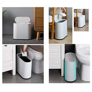KLGO Slim Plastic Trash Can with Lid - 10L Waste Basket