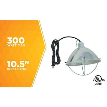 Woods 0165 Brooder Lamp with Bulb Guard & 6 Foot Cord