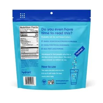 HYDRANT Hydrate, Individual Hydration Electrolyte Powder Stick Packets with No Artificial Sweeteners, Colors, or Fillers (Blood Orange, 30 Pack)