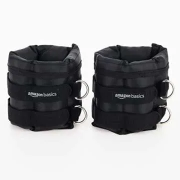 Amazon Basics Adjustable Ankle Weights, 5 Pounds, Pair, Black