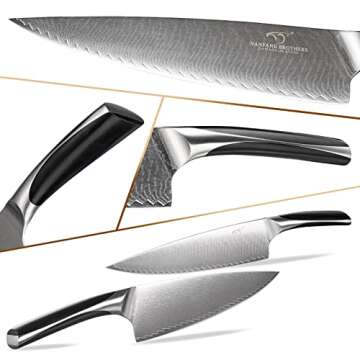 NANFANG BROTHERS Knife Set, 15-Piece Damascus Kitchen Knife Set with Block, ABS Ergonomic Handle for Chef Knife Set, Carving Fork, Disconnect-type Knife Block Set (Black)