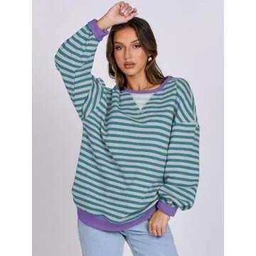 Stylish ANRABESS Striped Oversized Sweatshirt for Women