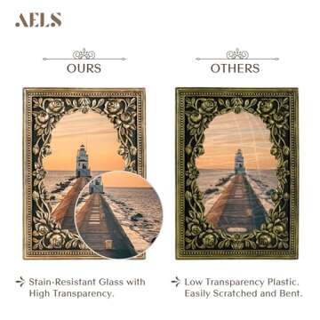 AELS 4x6 Inch Vintage Black Picture Frame, Elegant Antique Photo Frames with Glass Front, Photo Display, Tabletop Wall Hanging, Gift Ideas, Gold and Black