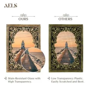 AELS 4x6 Inch Vintage Black Picture Frame, Elegant Antique Photo Frames with Glass Front, Photo Display, Tabletop Wall Hanging, Gift Ideas, Gold and Black