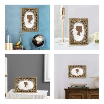AELS 4x6 Inch Vintage Black Picture Frame, Elegant Antique Photo Frames with Glass Front, Photo Display, Tabletop Wall Hanging, Gift Ideas, Gold and Black