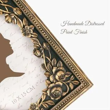 AELS 4x6 Inch Vintage Black Picture Frame, Elegant Antique Photo Frames with Glass Front, Photo Display, Tabletop Wall Hanging, Gift Ideas, Gold and Black