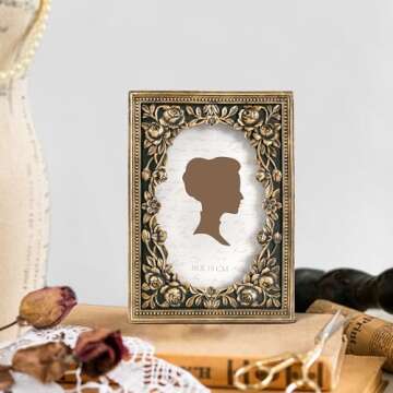 AELS 4x6 Inch Vintage Black Picture Frame, Elegant Antique Photo Frames with Glass Front, Photo Display, Tabletop Wall Hanging, Gift Ideas, Gold and Black