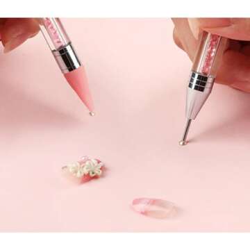 Mouygj Rhinestone Picker Dotting Pen, Nail Dotting Tool Double Head Wax Pen, Rhinestone Pickup Tool for DIY Nail Art