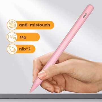 Stylus Pen for Apple iPad 13/12.9/11-inch, iPad Air M2 2024 for 13/11-inch, iPad Pro Pencil 3/4/5/6th Generation, iPad 10th-6th Gen, Compatible (2018-2024) with Fast Charging & Palm Rejection