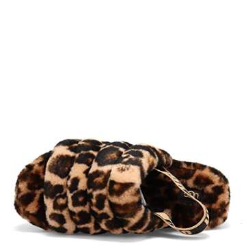UGG Women's Fluff Yeah Slide Panther Print Slipper, Butterscotch, 9