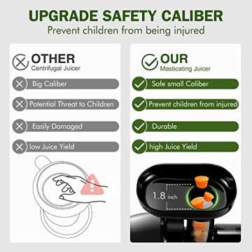 Cold Press Juicer Machines, AMZCHEF Slow Masticating Juicer with Reverse Function, High Juice Yield, Easy Clean with Brush,Recipes for High Nutrient Fruits and Vegetables, Black(Updated)