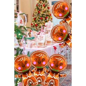 32.5" Gingerbread Man Christmas Foil Balloons - 6pcs