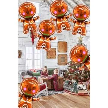 32.5" Gingerbread Man Christmas Foil Balloons - 6pcs