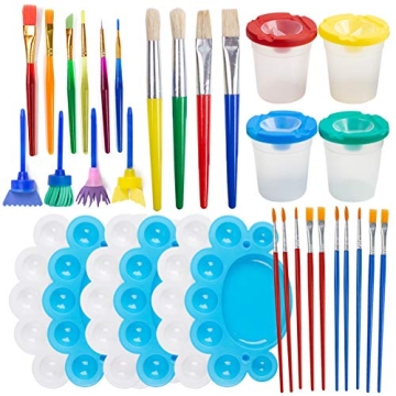 BigOtters Painting Tool Kit, 34Pcs Paint Supplies Include Kids Paint Brushes Paint Cups with Lids fo...