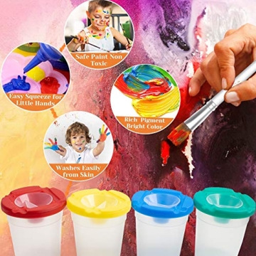 BigOtters Painting Tool Kit, 34Pcs Paint Supplies Include Kids Paint Brushes Paint Cups with Lids for Kids Paint Palette Tray for Students School Prizes Kids Paint Art Party Starters Favor
