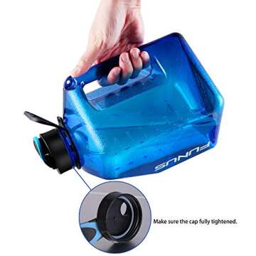 POPICHIC Water Bottle 2.7L Big Workout Gallon Jug Leak Proof for Sports Hiking Gym Outdoor (Transparent Blue)