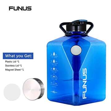 POPICHIC Water Bottle 2.7L Big Workout Gallon Jug Leak Proof for Sports Hiking Gym Outdoor (Transparent Blue)