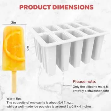 Miaowoof Homemade Popsicle Molds, 10-Cav Non-BPA Silicone Ice Pop Maker, with 50 Sticks, 50 Bags, 10 Reusable Sticks, Funnel, Brush and Ice Pop Recipe (White)