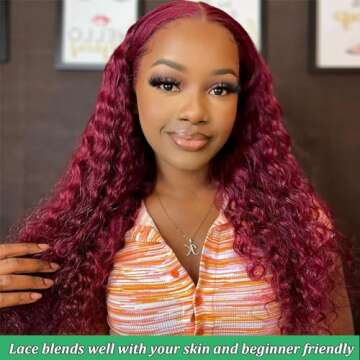 BeautyGrace 26Inch Burgundy Deep Wave Lace Front Wigs Human Hair 180% Density 99j Burgundy Frontal Wigs Human Hair 13x4 Red Human Hair Lace Front Wig for Fashion Black Women (26 Inch)