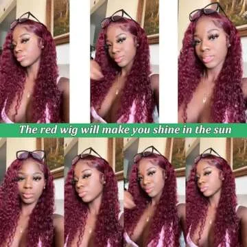 BeautyGrace 26Inch Burgundy Deep Wave Lace Front Wigs Human Hair 180% Density 99j Burgundy Frontal Wigs Human Hair 13x4 Red Human Hair Lace Front Wig for Fashion Black Women (26 Inch)