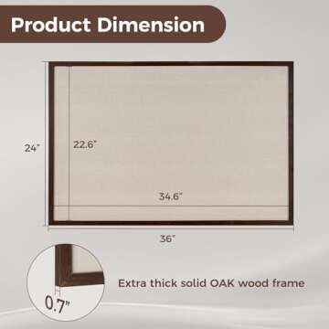 Fun Memories Cork Board Bulletin Board for Office, 24" x 36" Oak Wooden Framed Corkboard, Wall Mount...