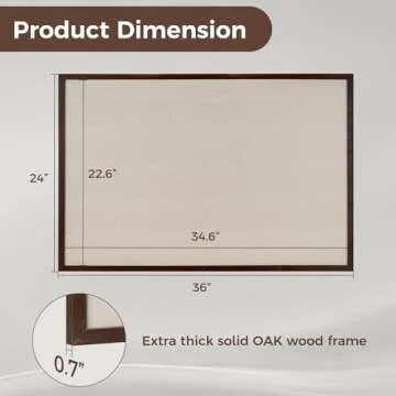 Fun Memories Cork Board Bulletin Board for Office, 24" x 36" Oak Wooden Framed Corkboard, Wall Mount...