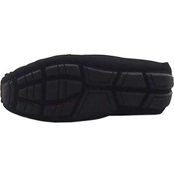 PPXID Girls Boys Suede Leather Slip-on Loafers Comfort Moccasin Casual Boat Shoes Uniform Dress Shoes-Black 6.5 US Size