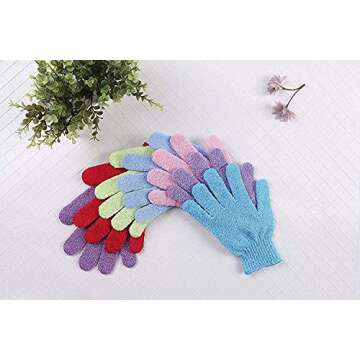 8 Pairs Double Sided Exfoliating Gloves Body Scrubber Scrubbing Glove Bath Mitts Scrubs for Shower, Body Spa Massage Dead Skin Cell Remover 1