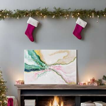 7Fisionart Green Abstract Wall Art for Living Room Modern Pink and Gold Emerald Green Marble Artwork...