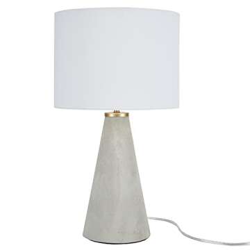 Nourison 22" Light Grey Natural Concrete Table Lamp, Modern, Industrial, Transitional Design for Bed...