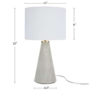 Nourison 22" Light Grey Natural Concrete Table Lamp, Modern, Industrial, Transitional Design for Bedside Table, Living Room, Home Office, Dining, Entryway