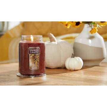 Yankee Candle Autumn Wreath Scented, Classic 22oz Large Jar Single Wick Aromatherapy Candle, Over 110 Hours of Burn Time, Fall Fragrance, Perfect for gifting