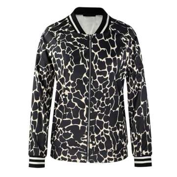 ECOWISH Women's Casual Floral Bomber Jacket - Lightweight & Stylish