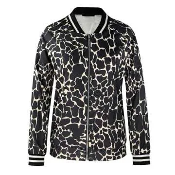 ECOWISH Women's Casual Floral Bomber Jacket - Lightweight & Stylish